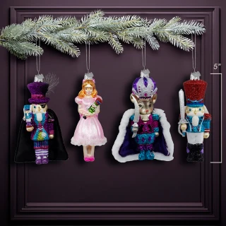 Thumbnail 7: NOBLE GEMS Noble Gems 4 Pc. Glass Nutcracker Suite Ornament Set 