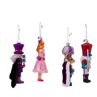 Thumbnail 3: NOBLE GEMS Noble Gems 4 Pc. Glass Nutcracker Suite Ornament Set 