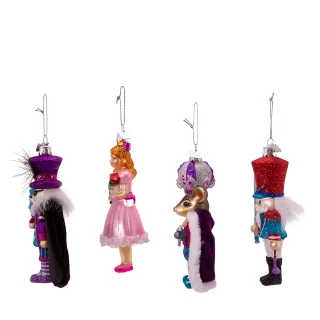 Thumbnail 4: NOBLE GEMS Noble Gems 4 Pc. Glass Nutcracker Suite Ornament Set 