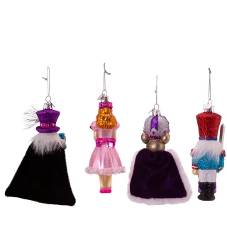 Thumbnail 5: NOBLE GEMS Noble Gems 4 Pc. Glass Nutcracker Suite Ornament Set 