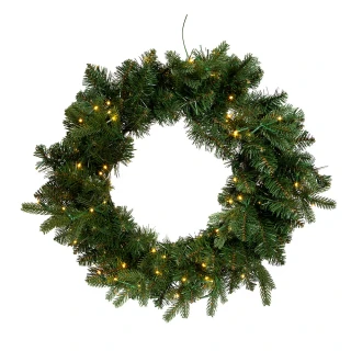 Thumbnail 1: Kurt Adler Kurt Adler 24-Inch Pre-Lit Warm White LED Noble Fir Wreath 