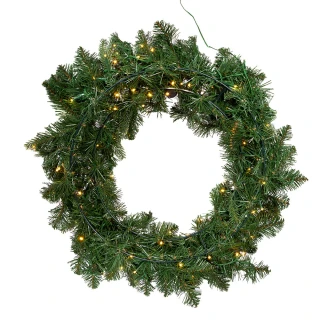 Thumbnail 4: Kurt Adler Kurt Adler 24-Inch Pre-Lit Warm White LED Noble Fir Wreath 