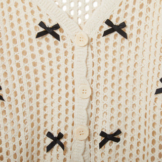 Thumbnail 3: REBELLION Rebellion Juniors Long Sleeve Bow Button Front Crochet Top 