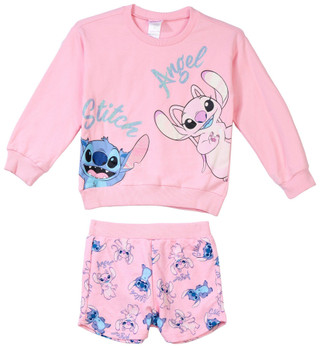 Thumbnail 1: STITCH Stitch Little Girls 2 Pc Long Sleeve Shorts Set 