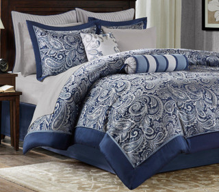 Thumbnail 1: Madison Park Madison Park Aubrey Navy 12-pc. Comforter Set 