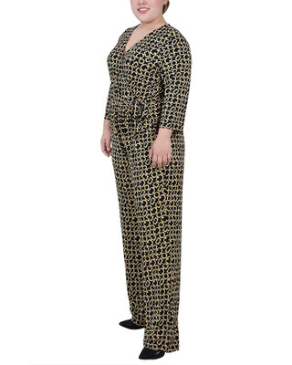 Thumbnail 3: NY COLLECTION NY Collection Womens Plus Size 3/4 Sleeve Belted Jumpsuit 