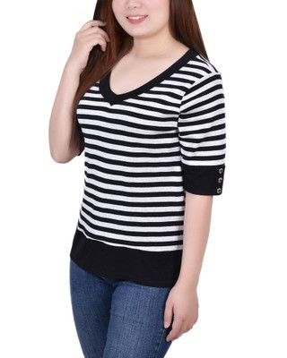 Thumbnail 3: NY COLLECTION NY Collection Womens Missy Elbow Sleeve Top 
