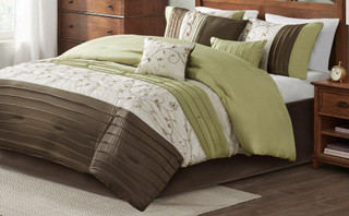 Thumbnail 2: Madison Park Madison Park Serene Green 7-pc. Comforter Set 
