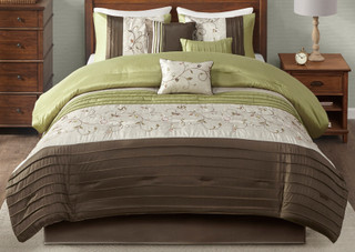 Thumbnail 2: Madison Park Madison Park Serene Green 7-pc. Comforter Set 