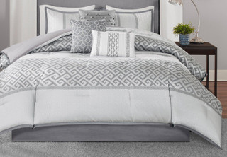 Thumbnail 4: Madison Park Madison Park Bennett Grey 7-pc. Comforter Set 