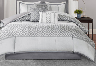 Thumbnail 5: Madison Park Madison Park Bennett Grey 7-pc. Comforter Set 