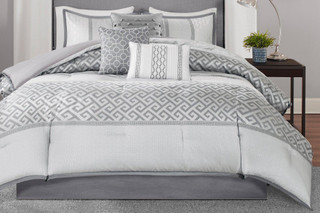 Thumbnail 6: Madison Park Madison Park Bennett Grey 7-pc. Comforter Set 