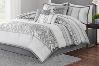 Thumbnail 2: Madison Park Madison Park Bennett Grey 7-pc. Comforter Set 