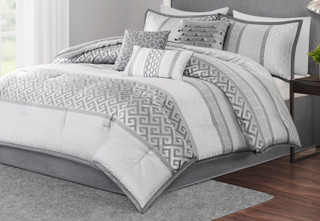 Thumbnail 3: Madison Park Madison Park Bennett Grey 7-pc. Comforter Set 