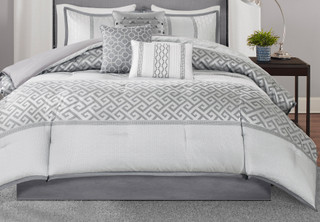 Thumbnail 4: Madison Park Madison Park Bennett Grey 7-pc. Comforter Set 