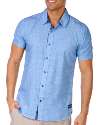 Thumbnail 1: Silver Jeans Co. Silver Jeans Co Mens Short Sleeve Solid Button Down Shirt 