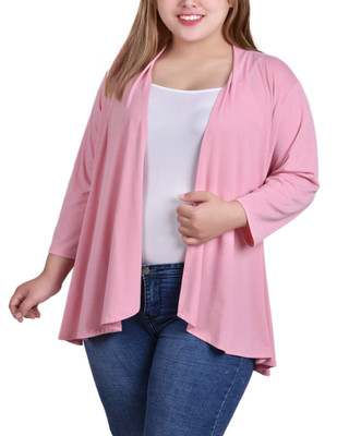 Thumbnail 1: NY COLLECTION NY Collection Plus 3/4 Sleeve Solid Cardigan 