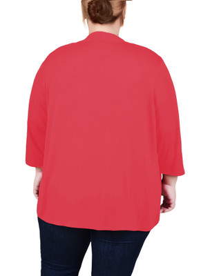 Thumbnail 2: NY COLLECTION NY Collection Plus 3/4 Sleeve Solid Cardigan 