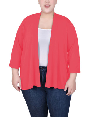 Thumbnail 1: NY COLLECTION NY Collection Plus 3/4 Sleeve Solid Cardigan 