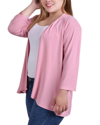 Thumbnail 3: NY COLLECTION NY Collection Plus 3/4 Sleeve Solid Cardigan 