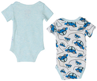 Thumbnail 3: Sleep On It Sleep On It Baby Boy 2 Pk Bamboo Car print Bodysuit Set 