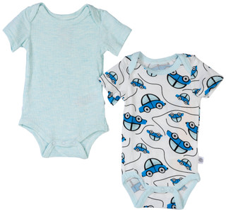 Thumbnail 1: Sleep On It Sleep On It Baby Boy 2 Pk Bamboo Car print Bodysuit Set 