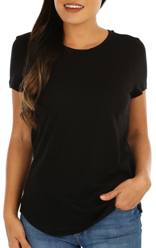 Thumbnail 1: Blue Sol Blue Sol Petite Solid Round Hem Short Sleeve Top 