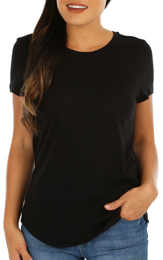 Thumbnail 1: Blue Sol Blue Sol Petite Solid Round Hem Short Sleeve Top 