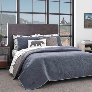 Thumbnail 1: Eddie Bauer Eddie Bauer Hidden Lake Reversible Quilt Set in Blue 