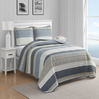Thumbnail 4: Nautica Nautica Ridgeport 100% Cotton Reversible Quilt Set 