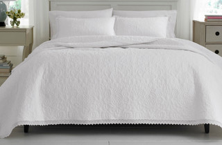 Thumbnail 12: Laura Ashley Laura Ashley Heirloom Crochet Quilt Set 