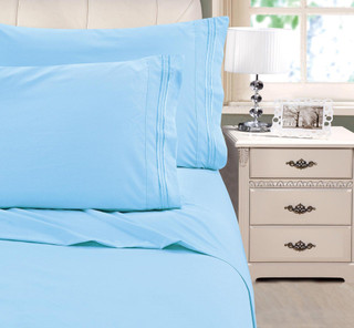 Thumbnail 1: Cathay Home Cathay Home Embroidered Microfiber Sheet Set 