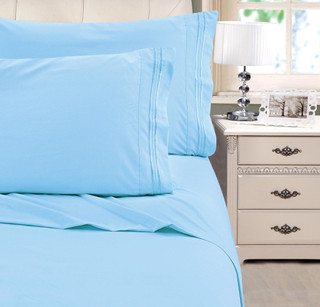 Thumbnail 3: Cathay Home Cathay Home Embroidered Microfiber Sheet Set 