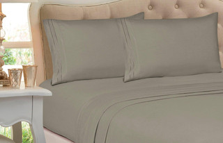 Thumbnail 3: Cathay Home Cathay Home Embroidered Microfiber Sheet Set 