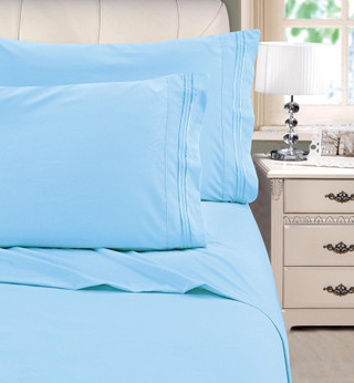 Thumbnail 4: Cathay Home Cathay Home Embroidered Microfiber Sheet Set 