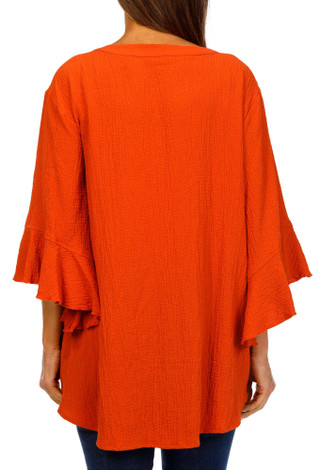 Thumbnail 2: Erin London Erin London Womens 3/4 Sleeve Ruffle Gauze Top 