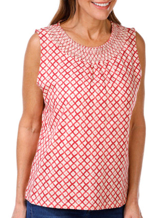 Thumbnail 4: Nautica Nautica Womens Sleeveless Embroidered Smocked Tank 