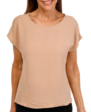 Thumbnail 1: ELAN + GRACE Elan + Grace Petite Short Sleeve Airflow Doleman Top 