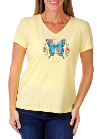 Thumbnail 1: Life is Good Life Is Good Womens Short Sleeve Butterfly Top 