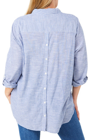 Thumbnail 2: Dash Dash Plus 3/4 Sleeve Button Down Striped Top 