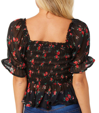 Thumbnail 2: Trixxi Trixxi Juniors Short Sleeve Floral Chiffon Top 