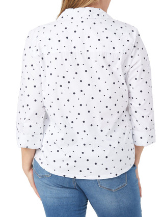 Thumbnail 2: Coral Bay Coral Bay Womens 3/4 Sleeve Polka Dot Button Down Top 