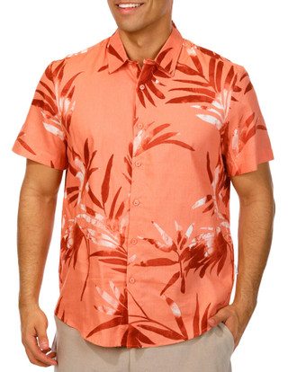Thumbnail 1: Cubavera Cubavera Mens Watercolor Leaves Button Down Shirt 