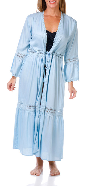 Thumbnail 1: Raviya Raviya Womens Long Sleeve Tie Front Kimono Coverup 