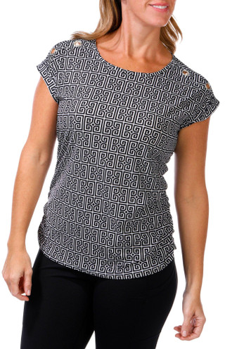 Thumbnail 4: Vintage Rose Vintage Rose Womens Short Sleeve Print Top 