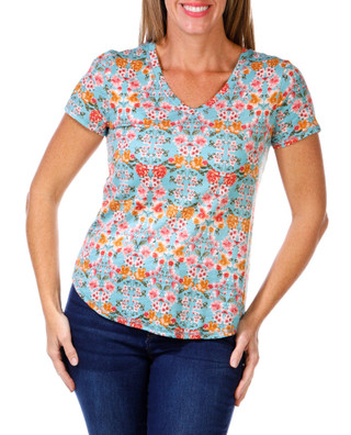 Thumbnail 1: Blue Sol Blue Sol Womens Short Sleeve Ornament Floral Top 