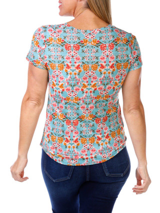 Thumbnail 3: Blue Sol Blue Sol Womens Short Sleeve Ornament Floral Top 