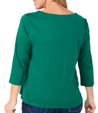 Thumbnail 2: Coral Bay Coral Bay Womens Solid 3/4 Sleeve Sweetheart Neck Top 