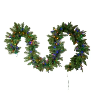 Thumbnail 3: Kurt Adler Kurt Adler 9 Ft. Prelit Multicolored LED Noble Fir Garland 