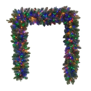 Thumbnail 1: Kurt Adler Kurt Adler 9 Ft. Prelit Multicolored LED Noble Fir Garland 